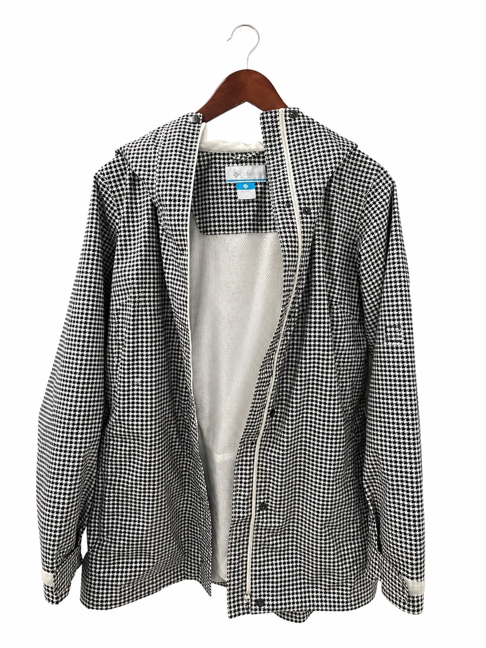 🖤 Columbia Houndstooth Rain Jacket | Size Small | Lightweight Hooded